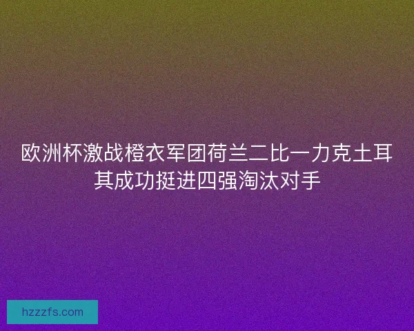 欧洲杯激战橙衣军团荷兰二比一力克土耳其成功挺进四强淘汰对手 欧洲杯激战橙衣军团荷兰二比一力克土耳其成功挺进四强淘汰对手