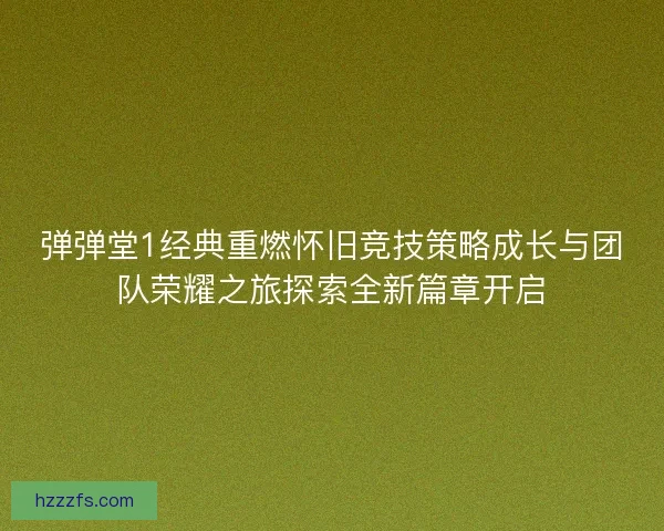 弹弹堂1经典重燃怀旧竞技策略成长与团队荣耀之旅探索全新篇章开启
