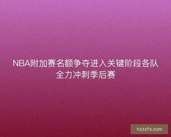 NBA附加赛名额争夺进入关键阶段各队全力冲刺季后赛